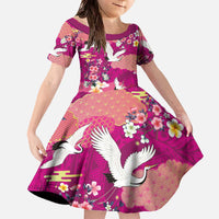 Hawaiian and Japanese Culture Together Family Matching Off The Shoulder Long Sleeve Dress and Hawaiian Shirt Pink Ohia Lehua Plumeria and Sakura Blooming - Polynesian Pride