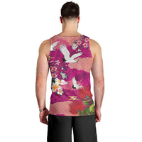 Hawaiian and Japanese Culture Together Men Tank Top Pink Ohia Lehua Plumeria and Sakura Blooming - Polynesian Pride