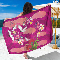 Hawaiian and Japanese Culture Together Sarong Pink Ohia Lehua Plumeria and Sakura Blooming - Polynesian Pride