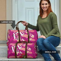 Hawaiian and Japanese Culture Together Travel Bag Pink Ohia Lehua Plumeria and Sakura Blooming - Polynesian Pride