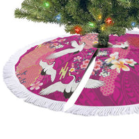 Hawaiian and Japanese Culture Together Tree Skirt Pink Ohia Lehua Plumeria and Sakura Blooming - Polynesian Pride