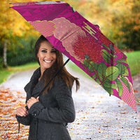 Hawaiian and Japanese Culture Together Umbrella Pink Ohia Lehua Plumeria and Sakura Blooming - Polynesian Pride