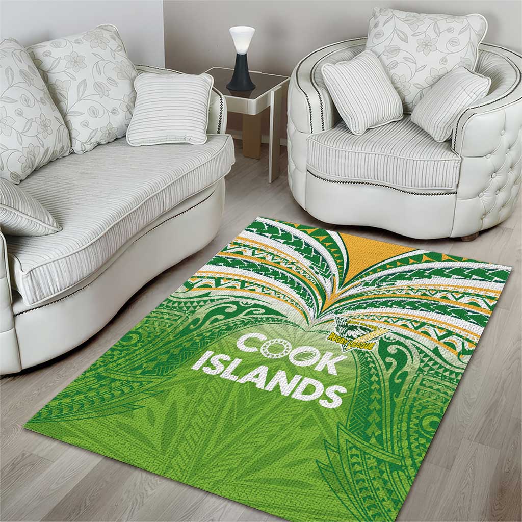 Cook Islands Rugby League Area Rug Tatau Tribal Motifs-Light Green Color - Polynesian Pride