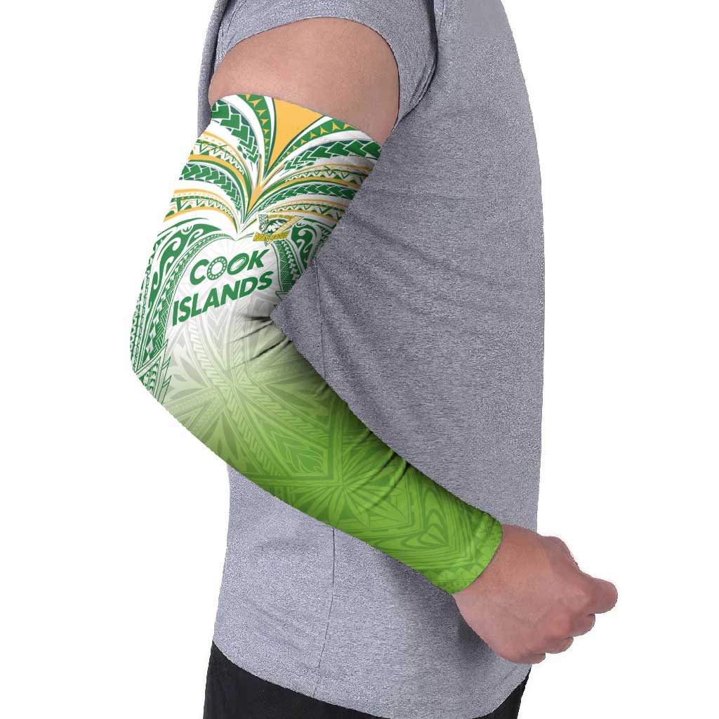 Custom Cook Islands Rugby League Arm Sleeves Tatau Tribal Motifs-Light Green Color - Polynesian Pride