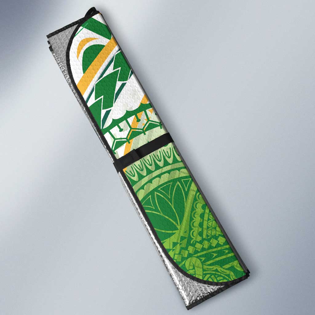 Cook Islands Rugby League Auto Sun Shade Tatau Tribal Motifs-Light Green Color - Polynesian Pride