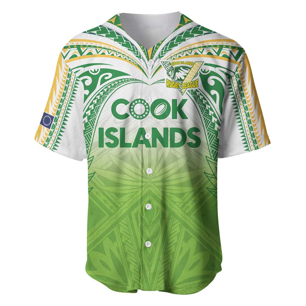 Custom Cook Islands Rugby League Baseball Jersey Tatau Tribal Motifs-Light Green Color - Polynesian Pride
