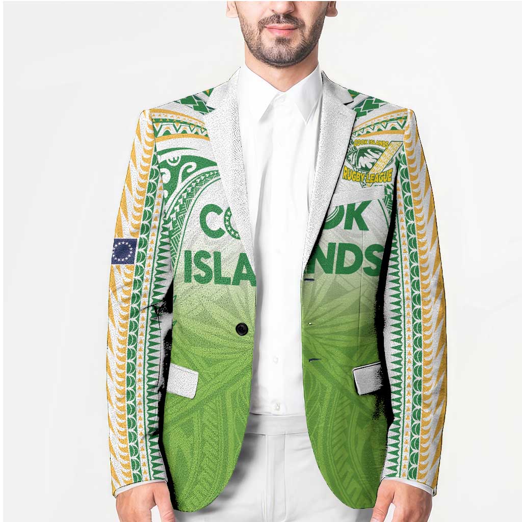 Custom Cook Islands Rugby League Blazer Tatau Tribal Motifs-Light Green Color - Polynesian Pride