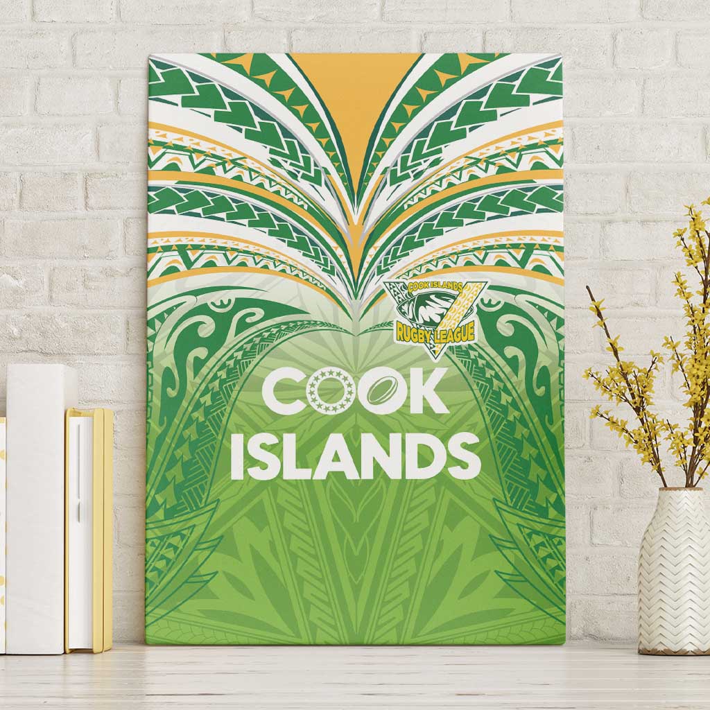 Cook Islands Rugby League Canvas Wall Art Tatau Tribal Motifs-Light Green Color - Polynesian Pride