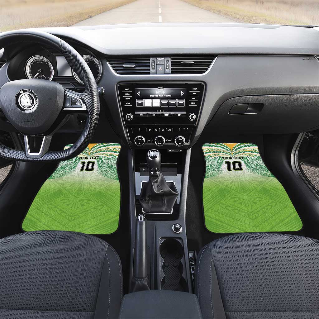 Custom Cook Islands Rugby League Car Mats Tatau Tribal Motifs-Light Green Color - Polynesian Pride