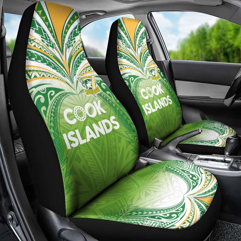 Cook Islands Rugby League Car Seat Cover Tatau Tribal Motifs-Light Green Color - Polynesian Pride