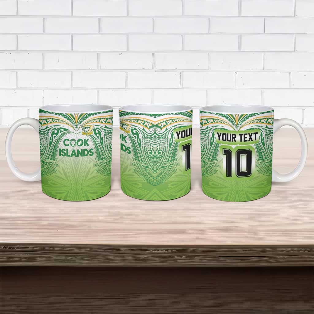 Custom Cook Islands Rugby League Ceramic Mug Tatau Tribal Motifs-Light Green Color - Polynesian Pride