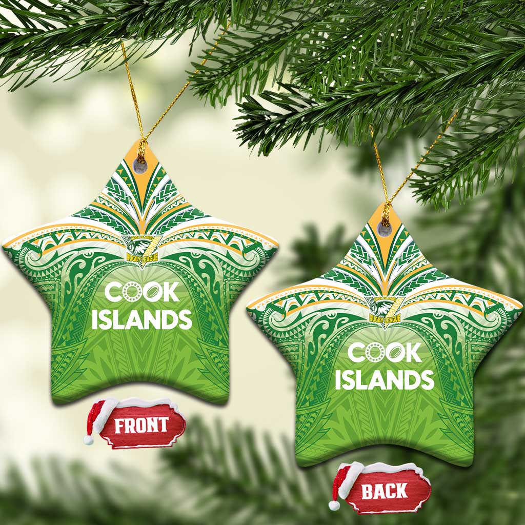 Cook Islands Rugby League Ceramic Ornament Tatau Tribal Motifs-Light Green Color - Polynesian Pride