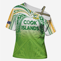 Custom Cook Islands Rugby League Cross Shoulder Shirt Tatau Tribal Motifs-Light Green Color - Polynesian Pride