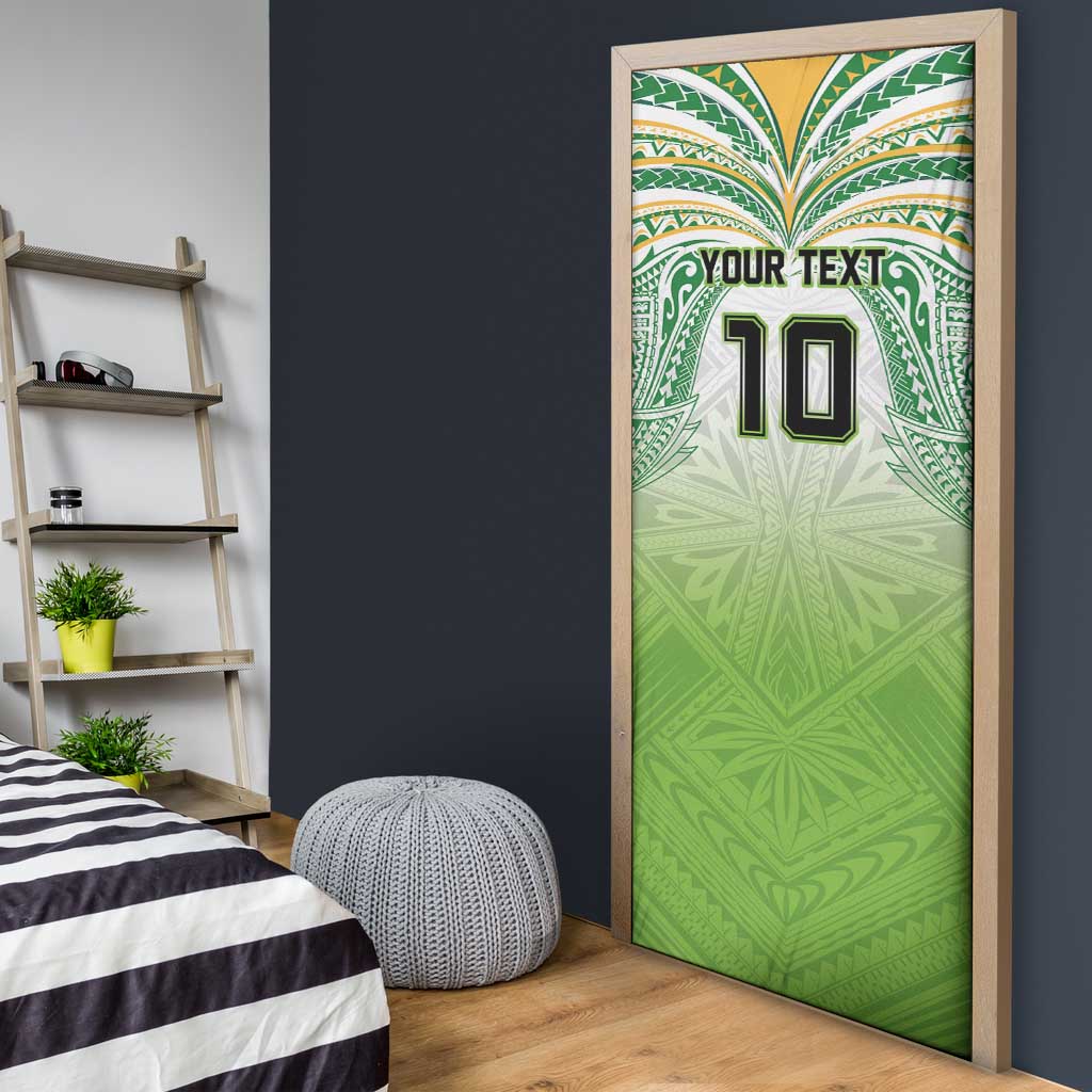 Custom Cook Islands Rugby League Door Cover Tatau Tribal Motifs-Light Green Color - Polynesian Pride