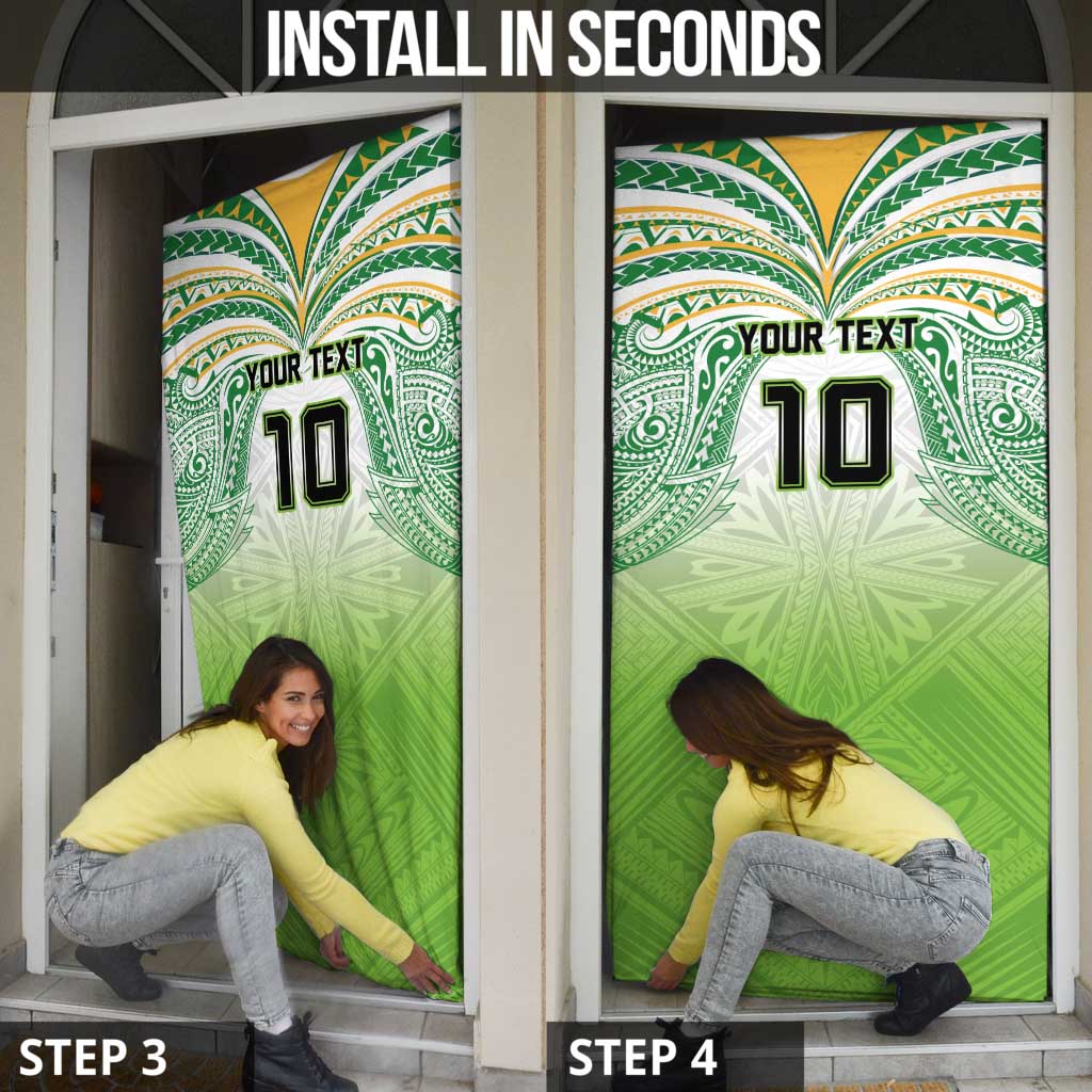 Custom Cook Islands Rugby League Door Cover Tatau Tribal Motifs-Light Green Color - Polynesian Pride