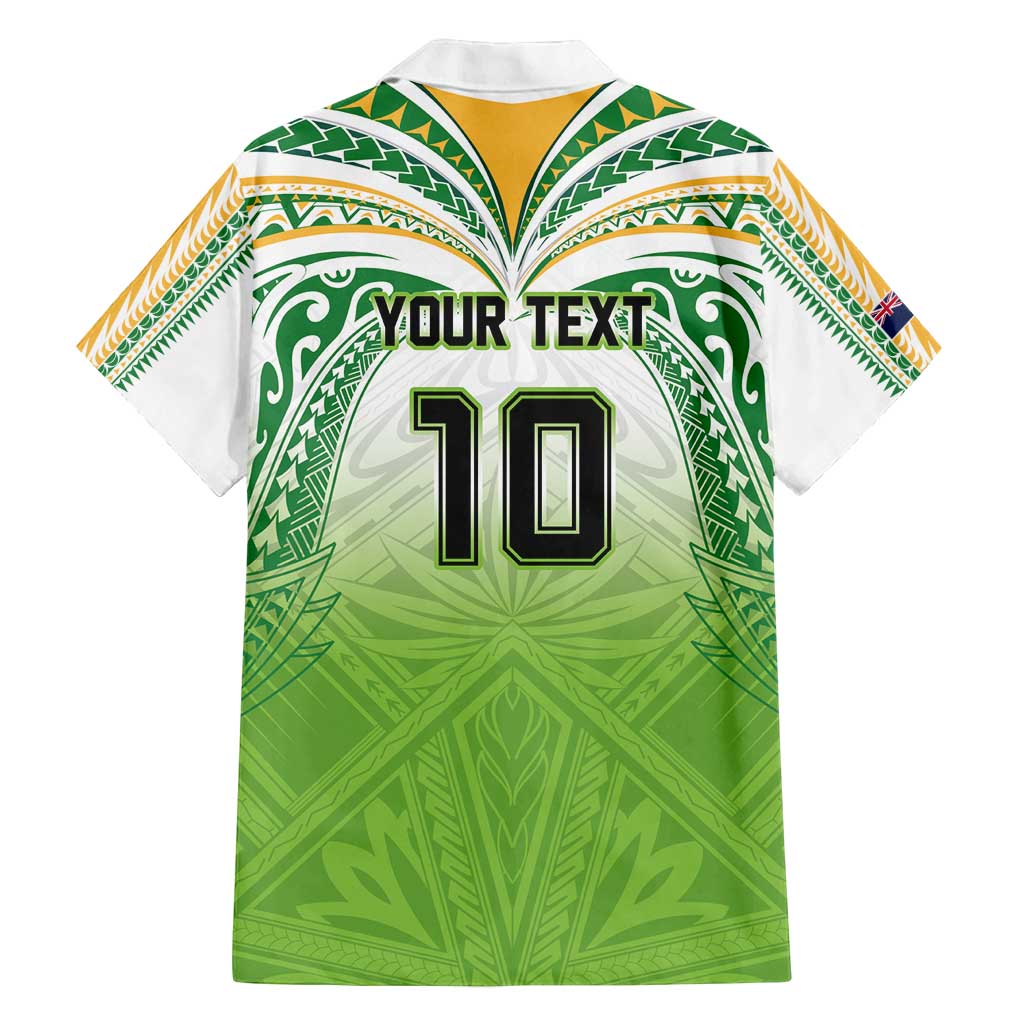 Custom Cook Islands Rugby League Family Matching Long Sleeve Bodycon Dress and Hawaiian Shirt Tatau Tribal Motifs-Light Green Color - Polynesian Pride