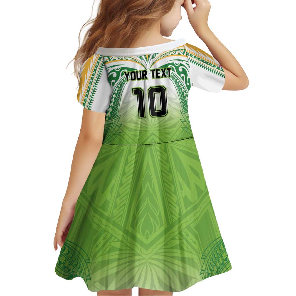 Custom Cook Islands Rugby League Family Matching Mermaid Dress and Hawaiian Shirt Tatau Tribal Motifs-Light Green Color - Polynesian Pride