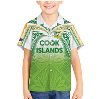 Custom Cook Islands Rugby League Family Matching Mermaid Dress and Hawaiian Shirt Tatau Tribal Motifs-Light Green Color - Polynesian Pride