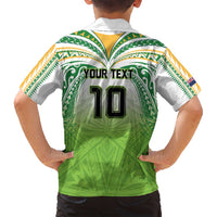 Custom Cook Islands Rugby League Family Matching Puletasi and Hawaiian Shirt Tatau Tribal Motifs-Light Green Color - Polynesian Pride