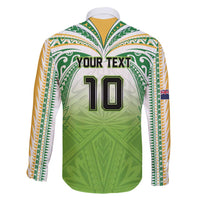 Custom Cook Islands Rugby League Family Matching Summer Maxi Dress and Hawaiian Shirt Tatau Tribal Motifs-Light Green Color - Polynesian Pride