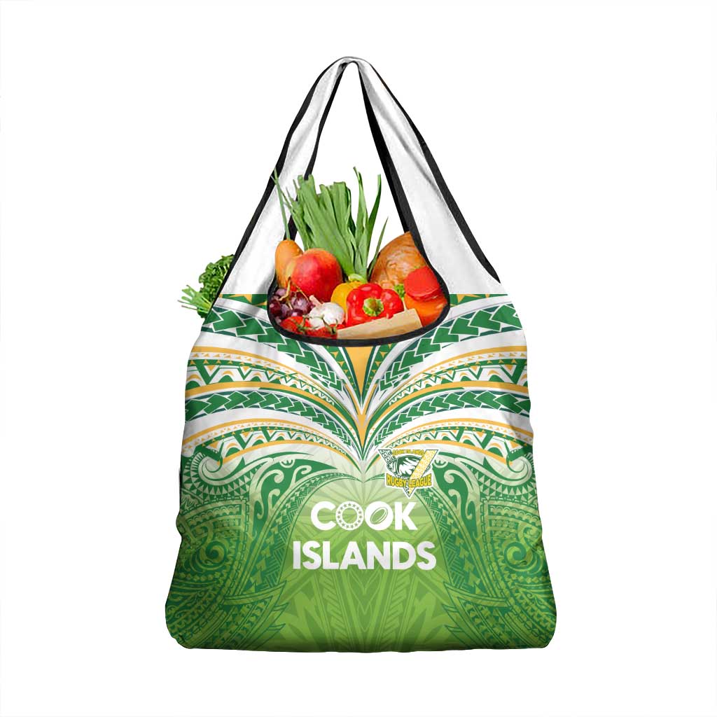 Cook Islands Rugby League Grocery Bag Tatau Tribal Motifs-Light Green Color - Polynesian Pride