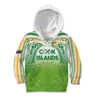 Custom Cook Islands Rugby League Kid Hoodie Tatau Tribal Motifs-Light Green Color - Polynesian Pride