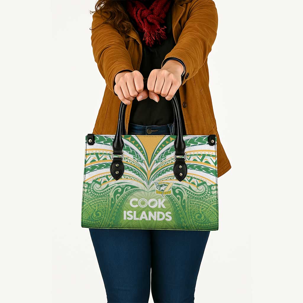 Cook Islands Rugby League Leather Bag Tatau Tribal Motifs-Light Green Color - Polynesian Pride