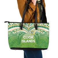 Cook Islands Rugby League Leather Tote Bag Tatau Tribal Motifs-Light Green Color - Polynesian Pride