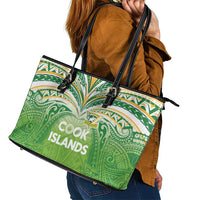 Cook Islands Rugby League Leather Tote Bag Tatau Tribal Motifs-Light Green Color - Polynesian Pride