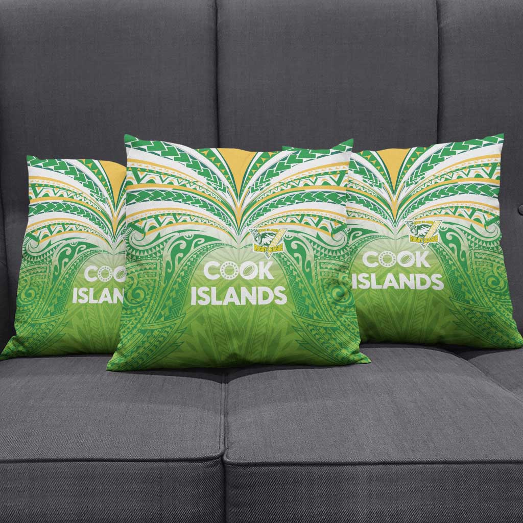 Cook Islands Rugby League Pillow Cover Tatau Tribal Motifs-Light Green Color - Polynesian Pride