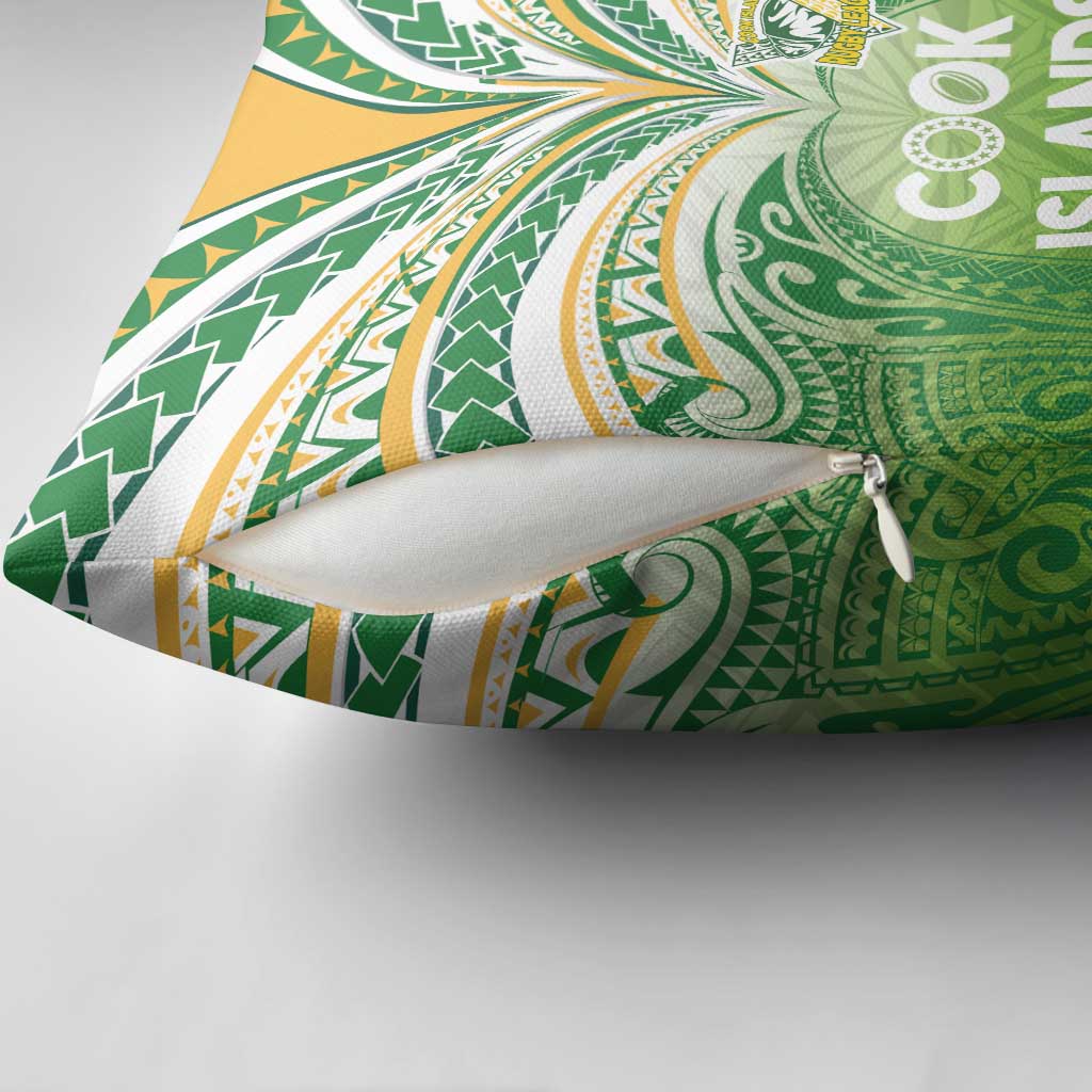 Cook Islands Rugby League Pillow Cover Tatau Tribal Motifs-Light Green Color - Polynesian Pride