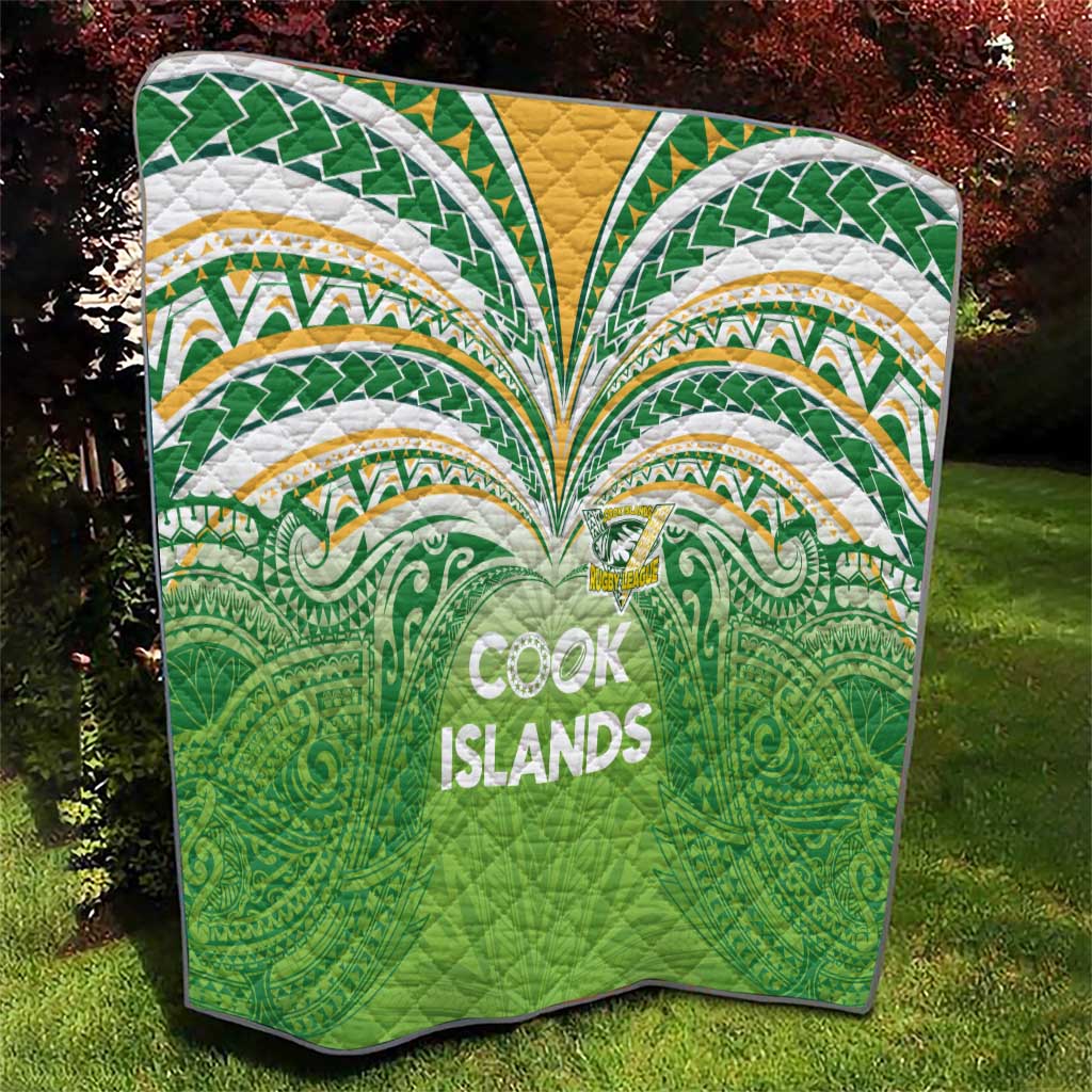 Cook Islands Rugby League Quilt Tatau Tribal Motifs-Light Green Color - Polynesian Pride