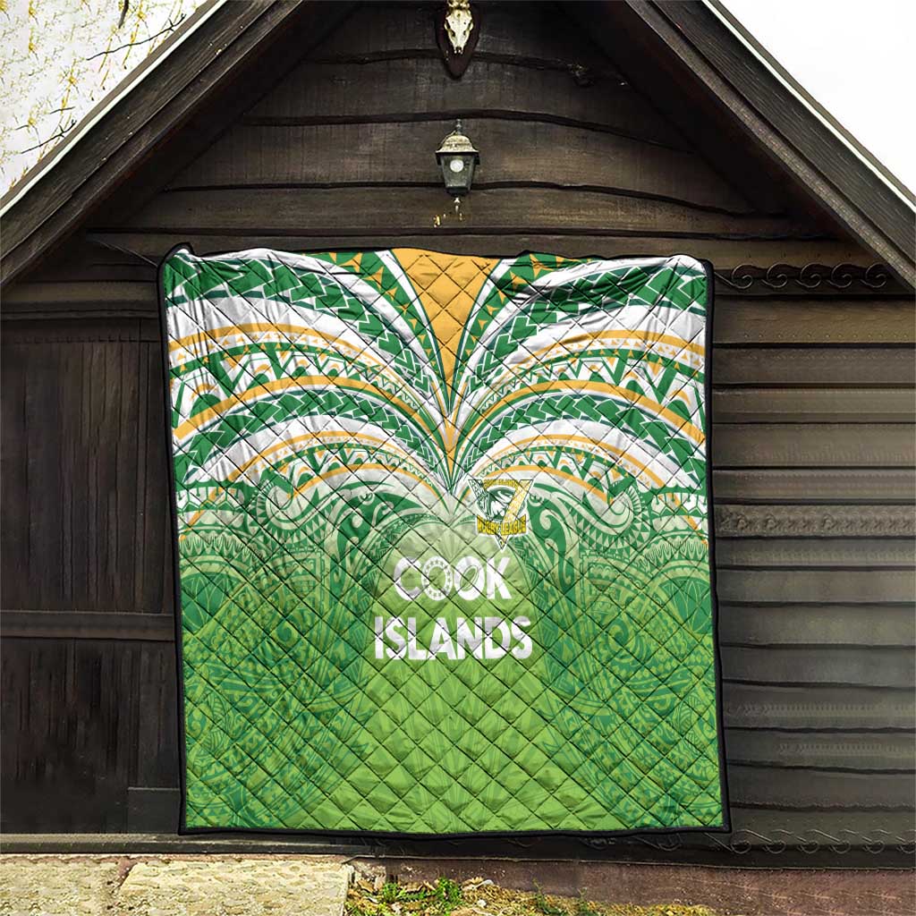 Cook Islands Rugby League Quilt Tatau Tribal Motifs-Light Green Color - Polynesian Pride