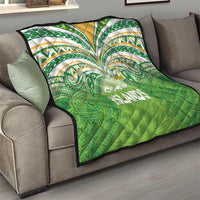 Cook Islands Rugby League Quilt Tatau Tribal Motifs-Light Green Color - Polynesian Pride