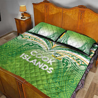 Cook Islands Rugby League Quilt Bed Set Tatau Tribal Motifs-Light Green Color - Polynesian Pride