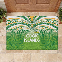 Cook Islands Rugby League Rubber Doormat Tatau Tribal Motifs-Light Green Color - Polynesian Pride