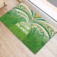 Cook Islands Rugby League Rubber Doormat Tatau Tribal Motifs-Light Green Color - Polynesian Pride