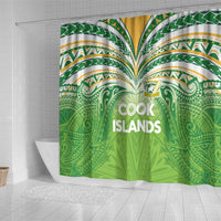 Cook Islands Rugby League Shower Curtain Tatau Tribal Motifs-Light Green Color - Polynesian Pride