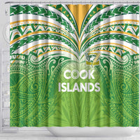 Cook Islands Rugby League Shower Curtain Tatau Tribal Motifs-Light Green Color - Polynesian Pride