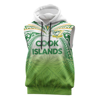 Custom Cook Islands Rugby League Sleeveless Hoodie Tatau Tribal Motifs-Light Green Color - Polynesian Pride