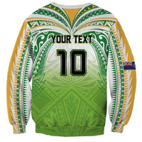 Custom Cook Islands Rugby League Sweatshirt Tatau Tribal Motifs-Light Green Color - Polynesian Pride