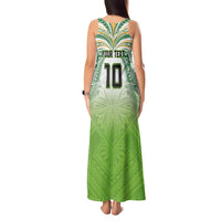 Custom Cook Islands Rugby League Tank Maxi Dress Tatau Tribal Motifs-Light Green Color - Polynesian Pride