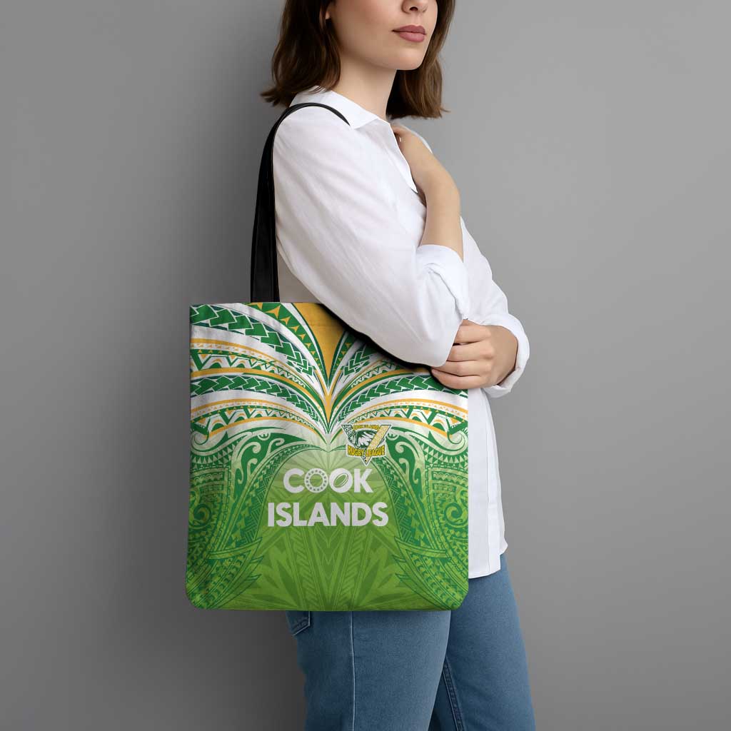 Cook Islands Rugby League Tote Bag Tatau Tribal Motifs-Light Green Color - Polynesian Pride