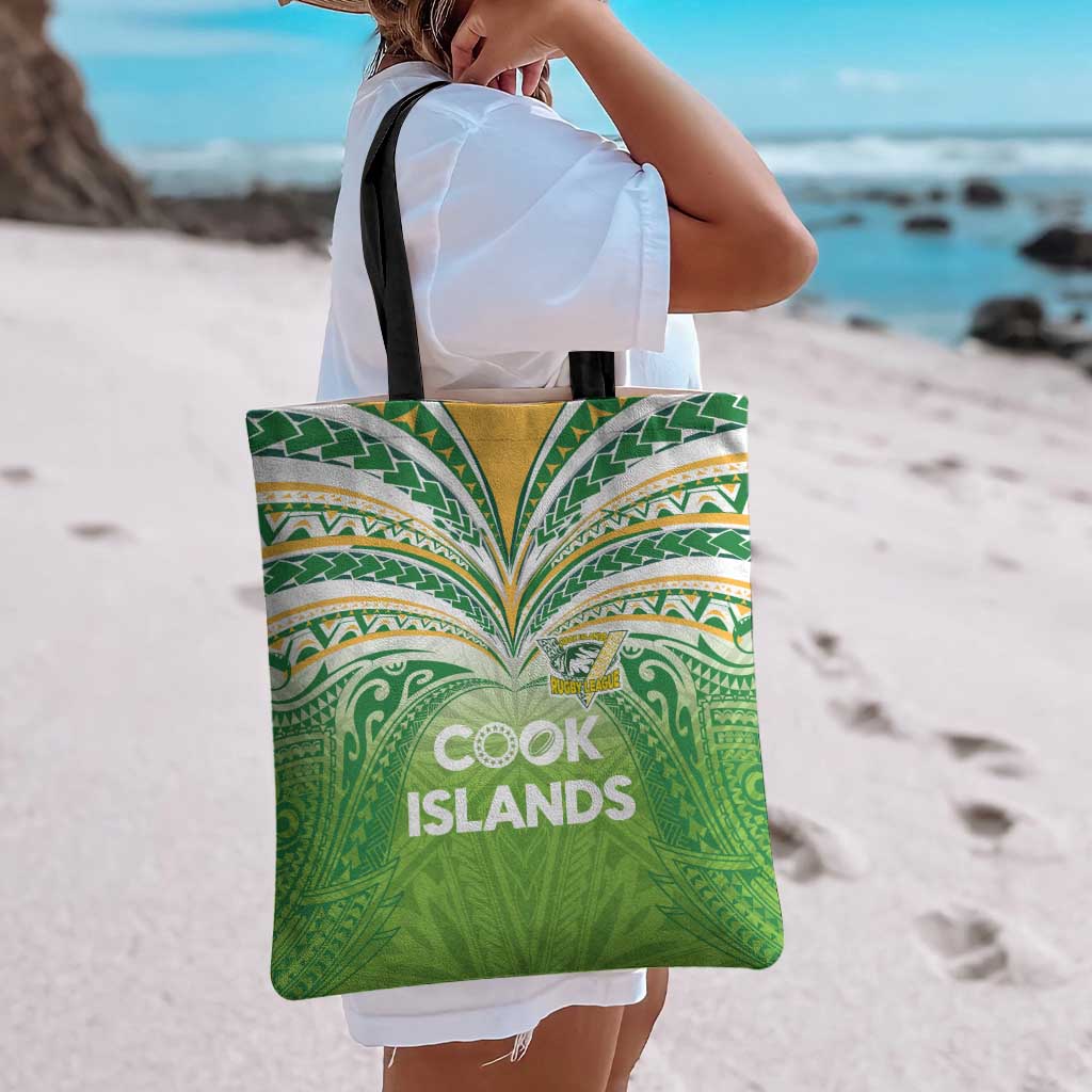 Cook Islands Rugby League Tote Bag Tatau Tribal Motifs-Light Green Color - Polynesian Pride