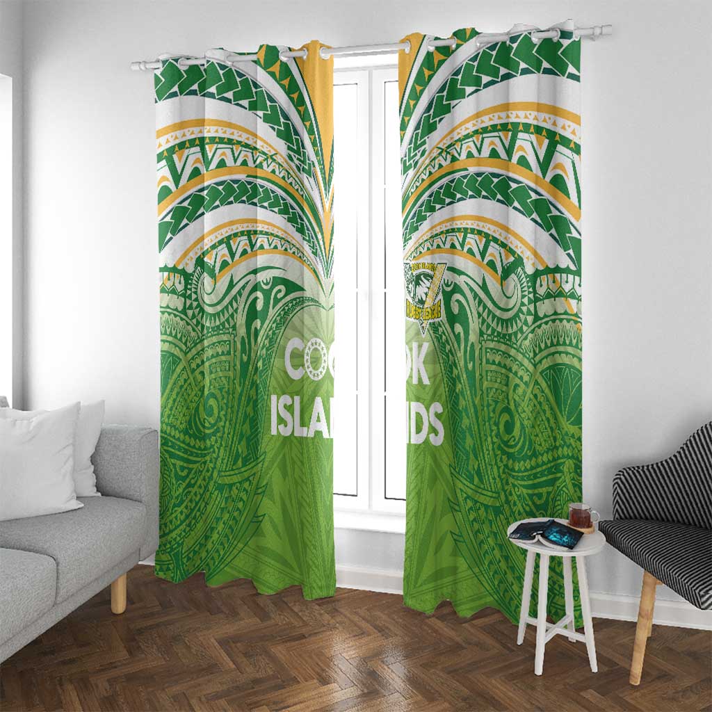 Cook Islands Rugby League Window Curtain Tatau Tribal Motifs-Light Green Color - Polynesian Pride