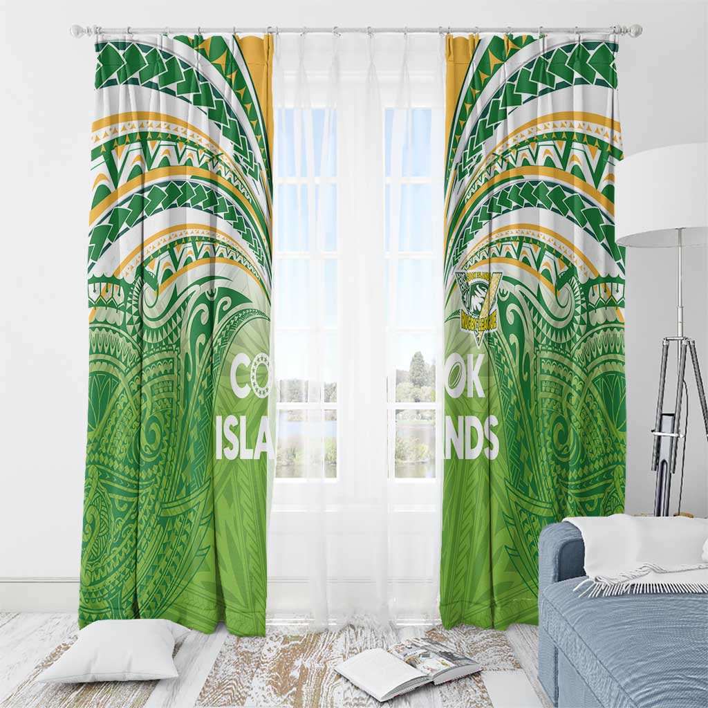 Cook Islands Rugby League Window Curtain Tatau Tribal Motifs-Light Green Color - Polynesian Pride