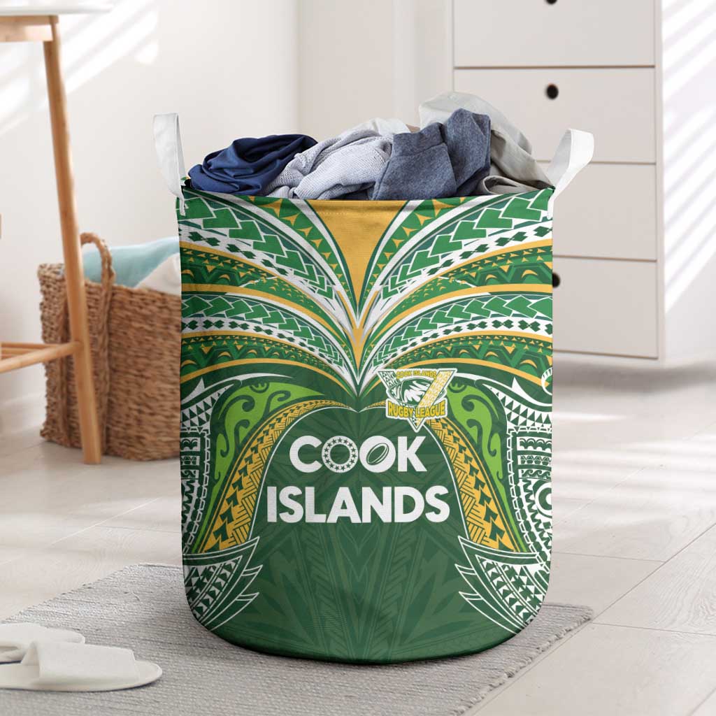 Cook Islands Rugby League Laundry Basket Tatau Tribal Motifs-Dark Green Color - Polynesian Pride