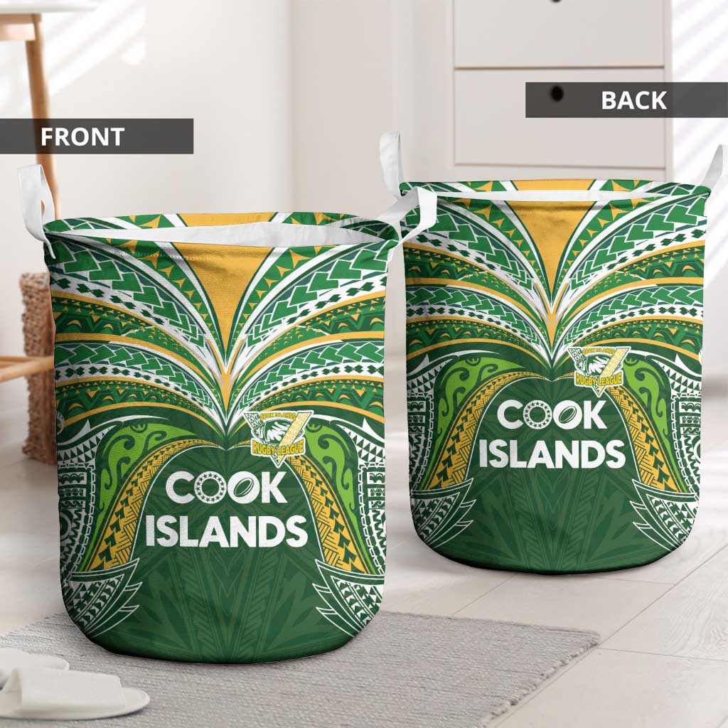 Cook Islands Rugby League Laundry Basket Tatau Tribal Motifs-Dark Green Color - Polynesian Pride