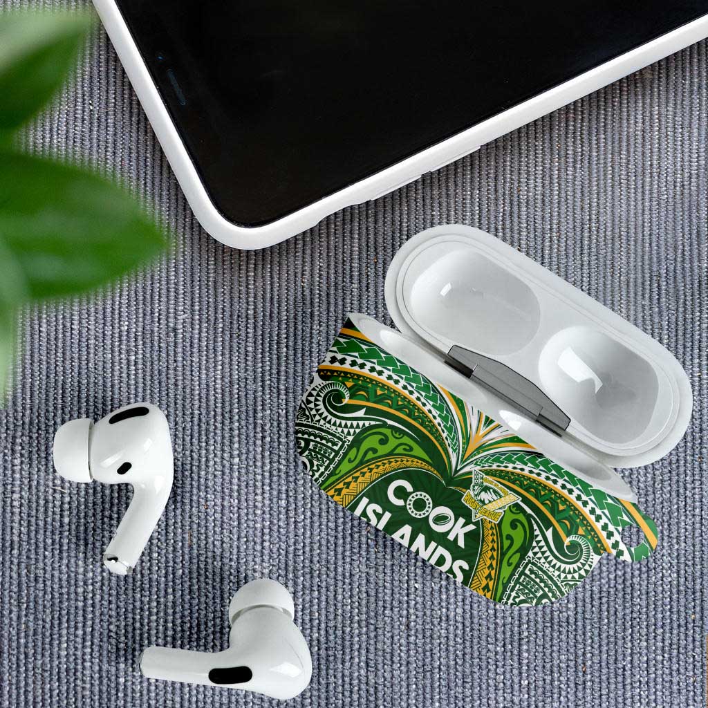 Cook Islands Rugby League AirPods Case Tatau Tribal Motifs-Dark Green Color - Polynesian Pride
