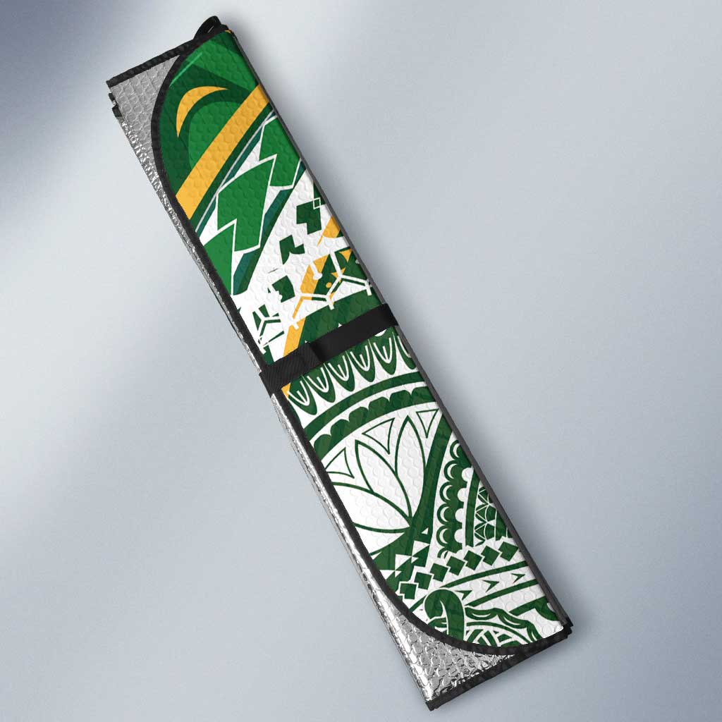 Cook Islands Rugby League Auto Sun Shade Tatau Tribal Motifs-Dark Green Color - Polynesian Pride